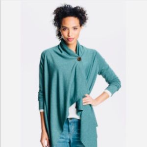 Bobeau one button fleece wrap cardigan